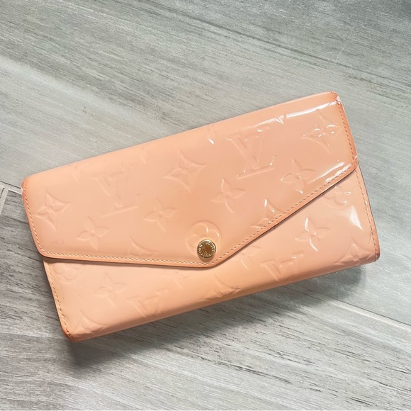 Louis Vuitton Monogram Vernis Portefeuille Sarah Long Wallet Rose Pink Authentic - Picture 1 of 17